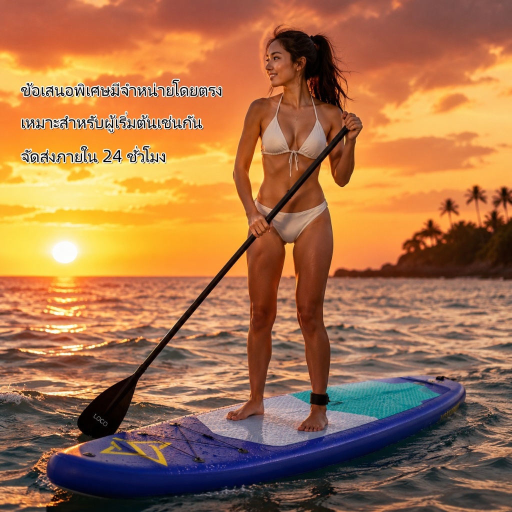 【จัดส่งฟรี】ซัฟบอร์ด Sup board Stand Up Paddle Board SUP กระดานโต้คลื่น บอร์ดยืนพาย สายรัดข้อ แผ่นกัน
