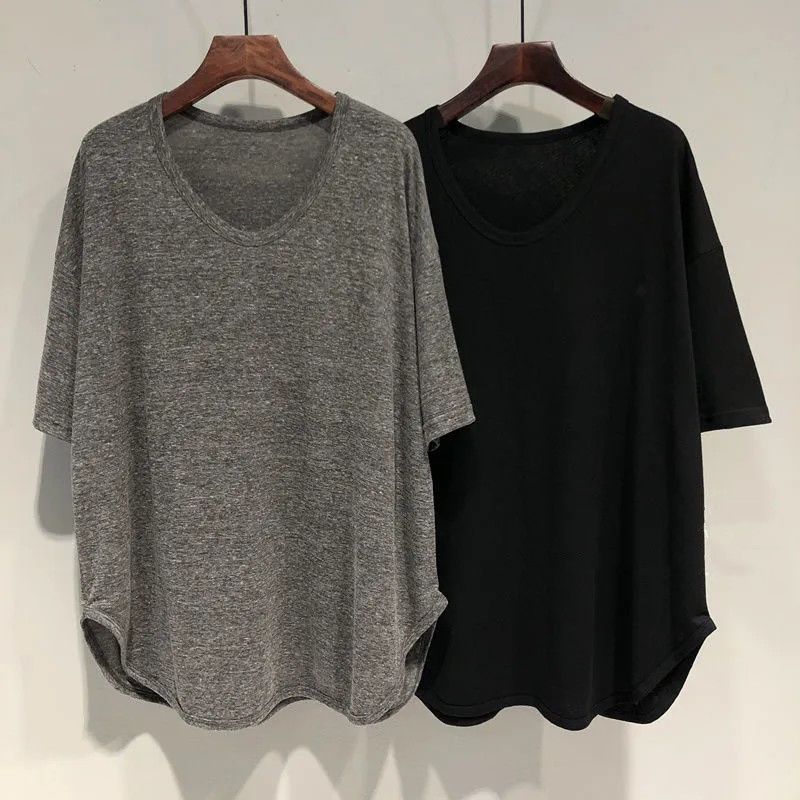 พร้อมส่งในไทย** เสื้อทรงดอเวอร์ไซส์ แขนสั้น คอกลม เสื้อแบบบาง Y347