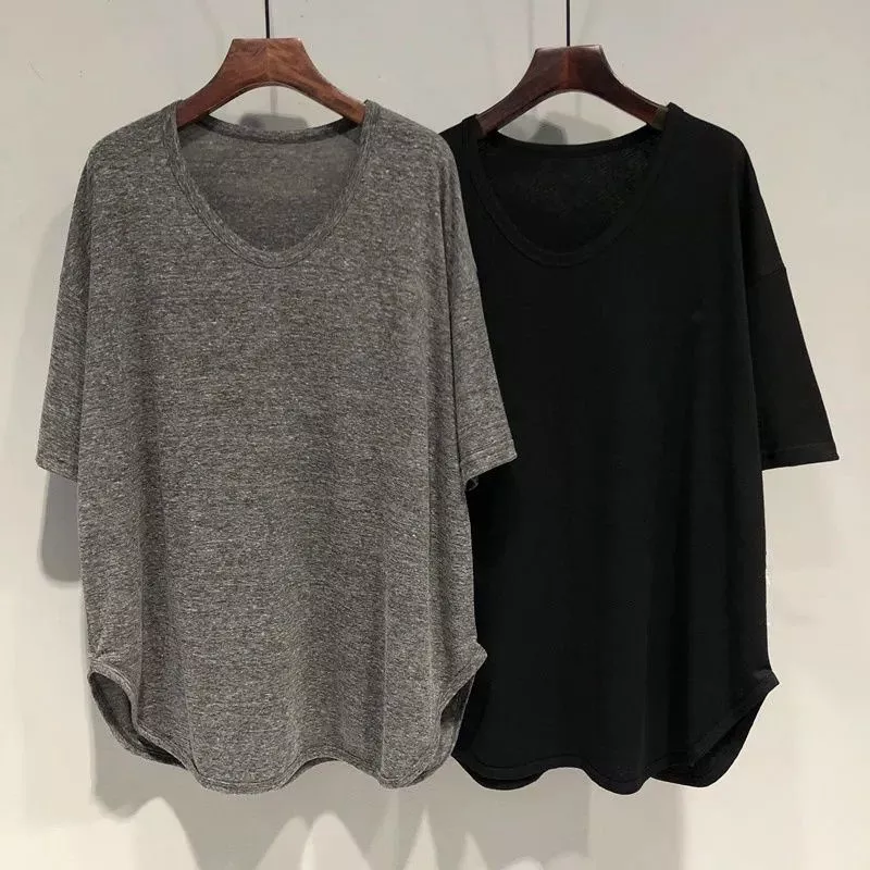 พร้อมส่งในไทย** เสื้อทรงดอเวอร์ไซส์ แขนสั้น คอกลม เสื้อแบบบาง Y347