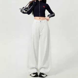💥YH#1093💥มีไซส์ S-3XL💥กางเกงยีนส์ Balloon Fit สีฟอกสวย ขายาว ทรงใหญ่ ดีไซล์ตะเข็บโค้ง แฟชั่นสไตล์ยุโรป