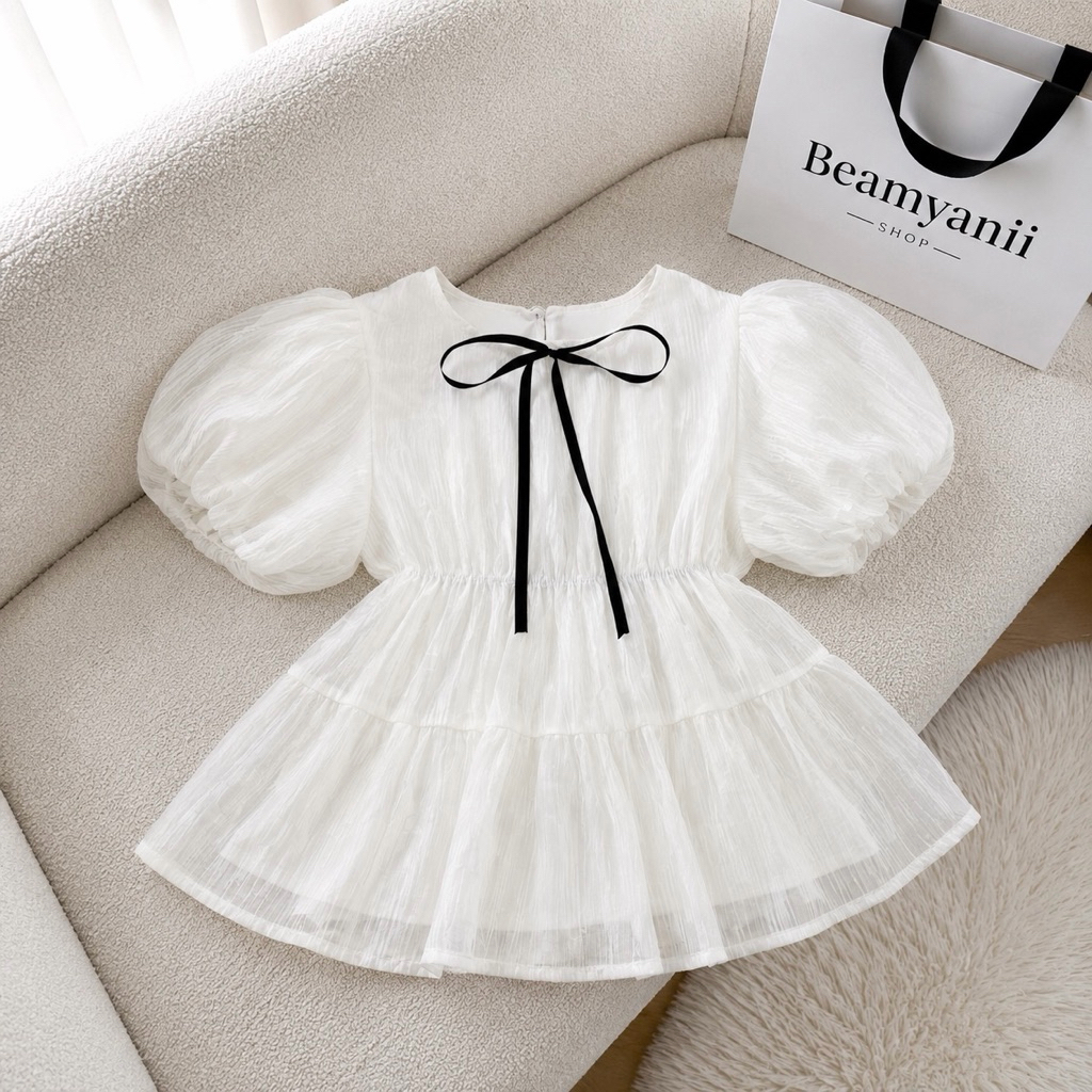 เสื้อแขนพองบอลลูนอก 32-38 แต่งผูกริ้บบิ้นหน้า ( Bella )