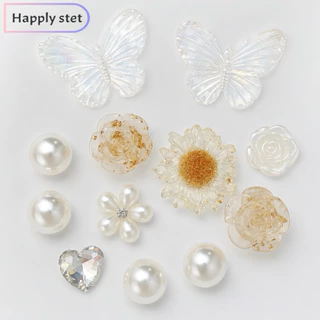 Happystep J✨🌷🦋รวมงานอะคริลิค วับวาว น่ารักสดใส ดอกไม้ ไข่มุก ผีเสื้อ งานเพรช *เฉพาะตัวติดรองเท้า,พร้อมส่งจากไทย,มาแรง