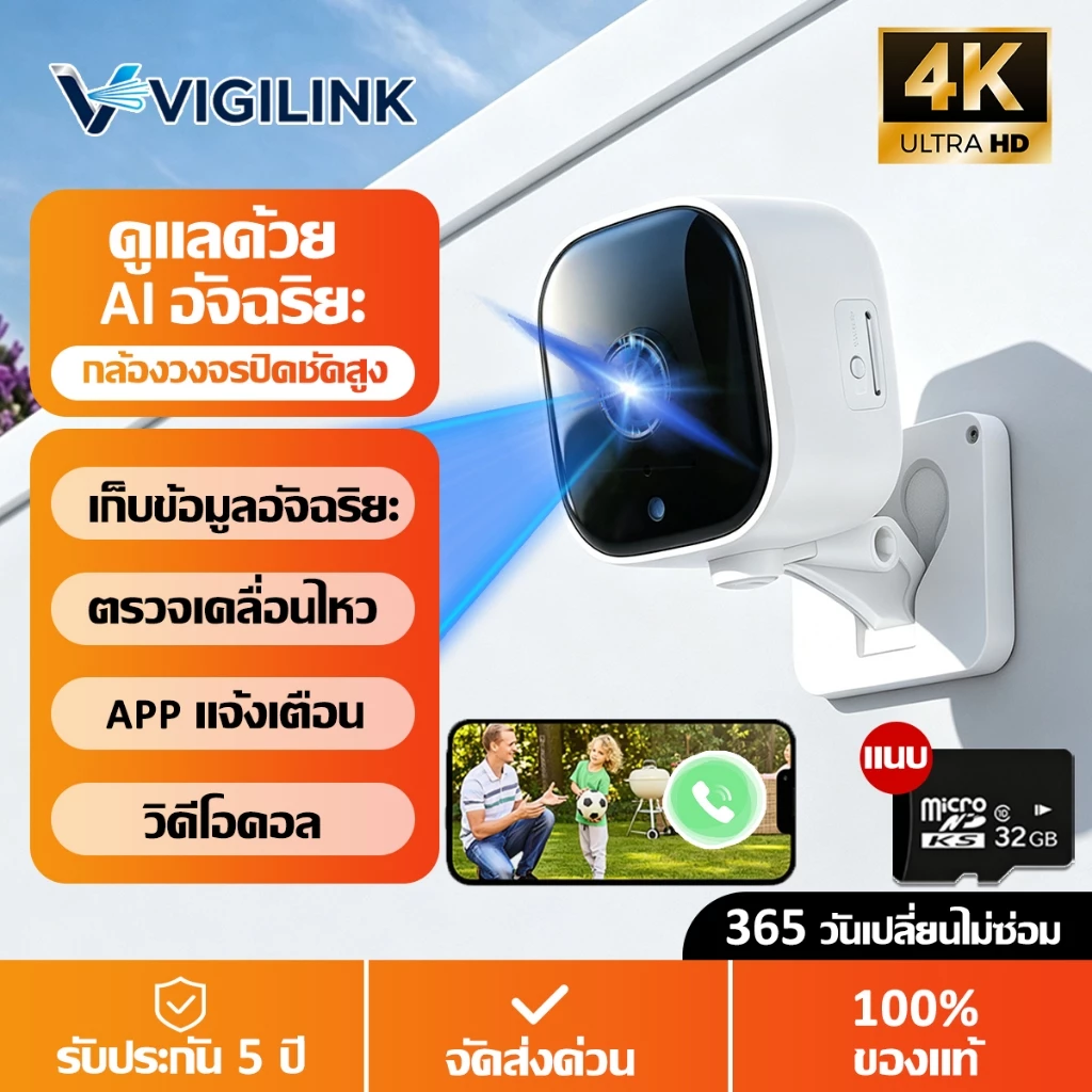 【รับประกัน 5 ปี】กล้องจิ๋ว 4K HD วิดีโอคอล มองเห็นกลางคืน ดูผ่านมือถือได กลางแจ้ง ครอบครัว กล้องมินิ กล้องวงจรปิดเล็ก