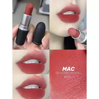 (ฟรีถุง + กล่อง)ลิปสติก M.A.C Powder Kiss Lipstick #314 #316 ลิป mac Matte / Satin
