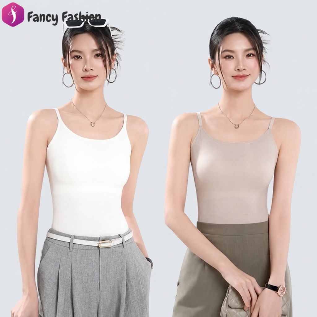 Fancy เสื้อกล้ามสายเดี่ยวมีฟองน้ำในตัว ไม่ต้องสวมใส่เสื้อขั้นใน สวมใส่สบาย เบาสบาย ยกกระชับ สวยเป๊ะ
