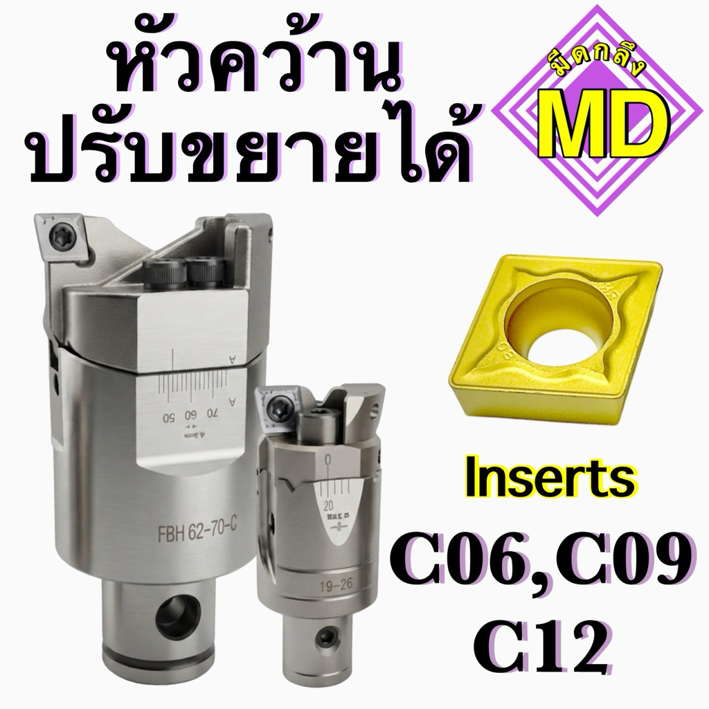หัวคว้านปรับขยายได้ ใช้กับเม็ดมีด Inserts C06,C09,C12
