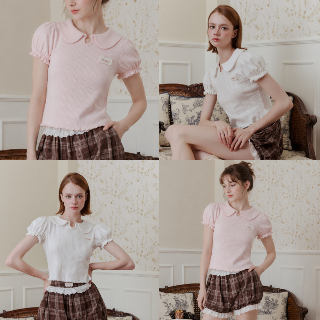 Nineties Design : Letter Slim เสื้อยืดครอป ทรงสลิม คอบัว สุดน่ารักที่ต้องมี รุ่น Salina