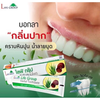 ยาสีฟันสมุนไพร Life Group 160 กรัม ผสมเห็ดหลินจือและว่านหางจระเข้
