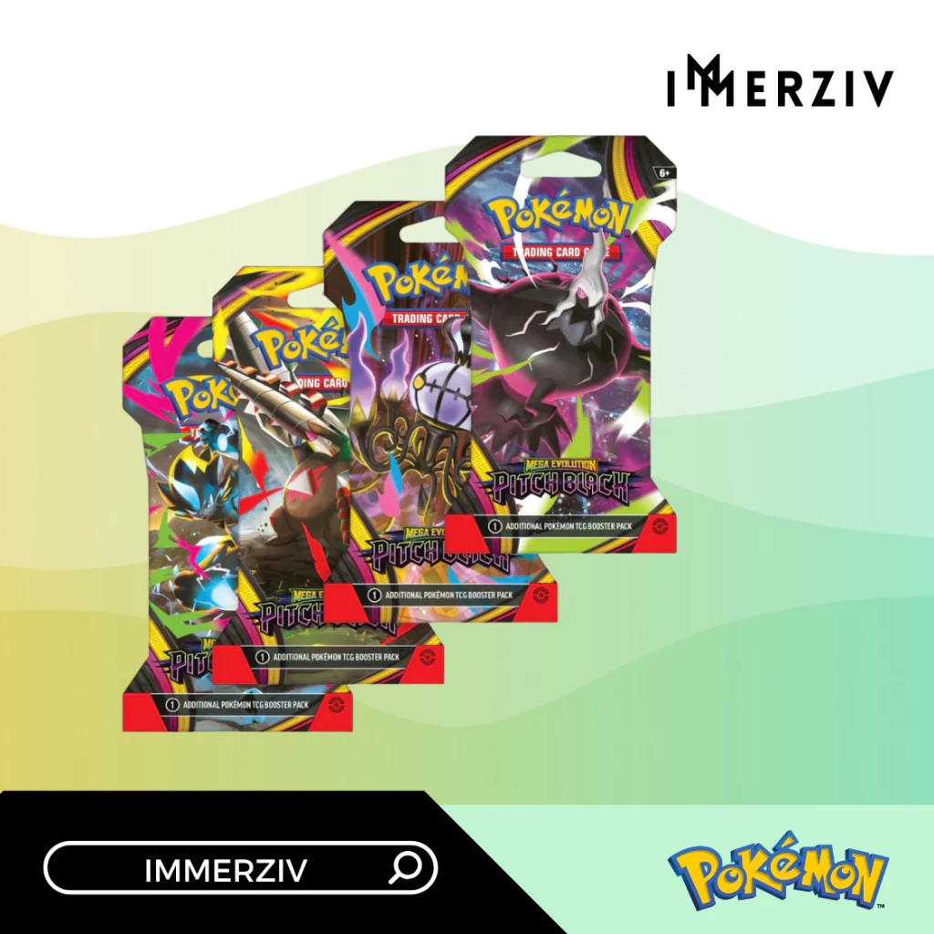 (พร้อมส่ง) POKEMON TCG MEGA EVOLUTION PITCH BLACK 1 SLEEVED (ENG) (การ์ดโปเกม่อน)