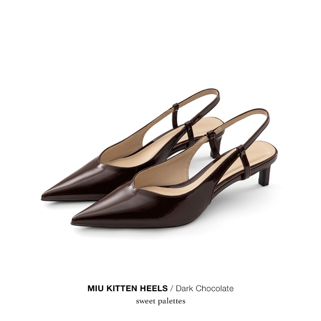 Sweet Palettes รองเท้าส้นสูง Miu Kitten Heels Dark Chocolate