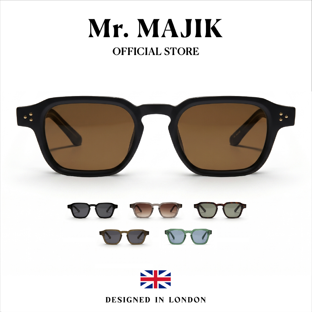 Mr.MAJIK แว่นตากันแดด Unisex UV400 ทรงสี่เหลี่ยม Old Money วินเทจ คลาสสิก GT-01