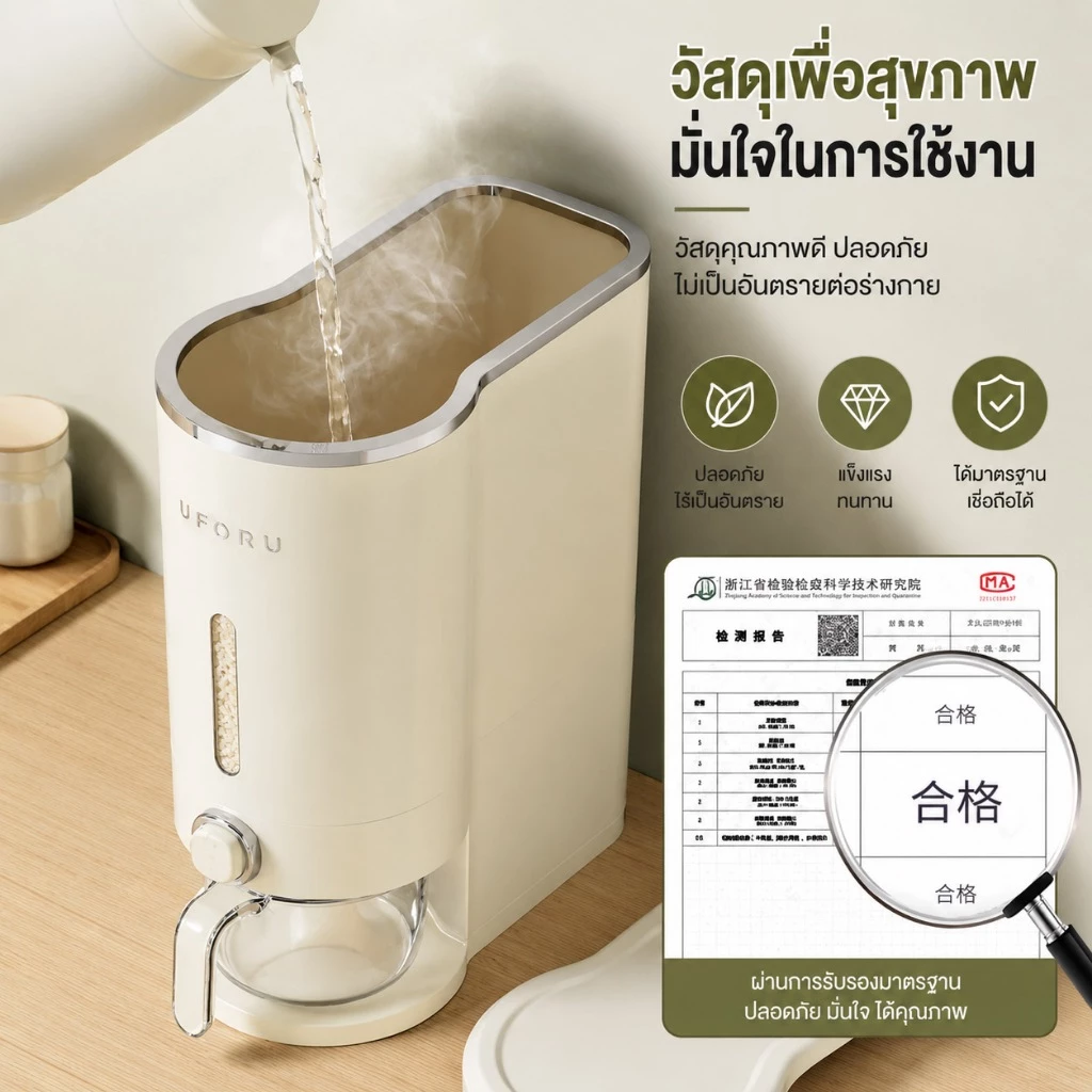 KANO ถังข้าวสาร ข้าวสาร กล่องเก็บข้าวสารป้องกันความชื้น ใช้งานสะดวก กดปุ่ม ข้าวจะไหลออกมาเอ thumbnail 8