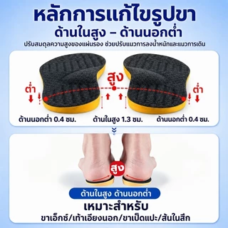 พื้นรองเท้า แก้ไขเท้าแบน และขารูปตัว O/X/XO รองรับอุ้งเท้าทั้งสูงและต่ำ ปรับรูปขาให้ตรง