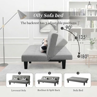 พร้อมส่ง KENZZO: โซฟา โซฟาผ้าแคนวาส 2/3/4 ที่นั่ง ปรับนอนได้ 3 ระดับ ทูอินวัน ( OLLY Foldable Sofa Bed )
