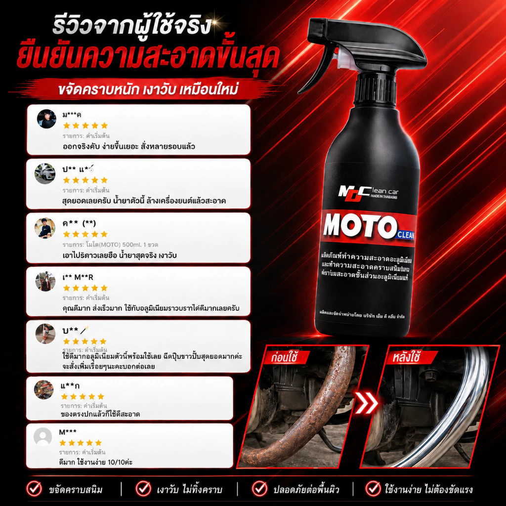 โมโตคลีน น้ำยาล้างอะลูมิเนียมและสนิมพร้อมใช้ thumbnail 6