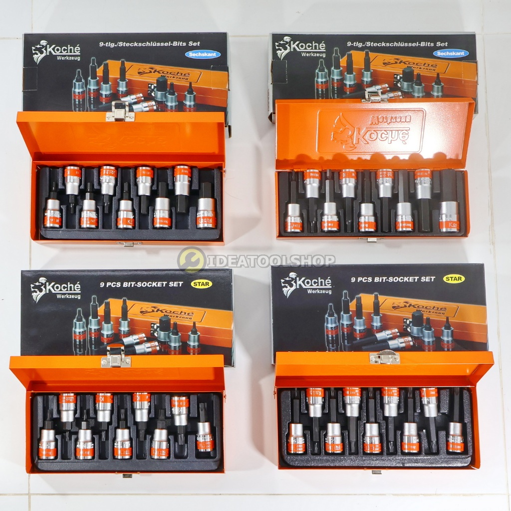 ชุด บล็อกเดือยโผล่ KOCHE 1/2(4หุน) [ โคเช่ ] TORX ทอร์ค 80 mm. ยาว 9 Pcs. / Set. [ T15 - T55 ]