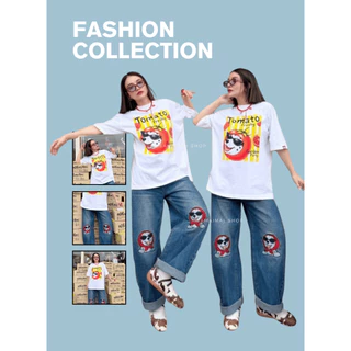 กางเกงยีนส์ขายาว ทรงบอลลูนงานปักน้องหมาสุดคิ้วท์ Collection แบรนด์แท้ร้านสมัยใหม่