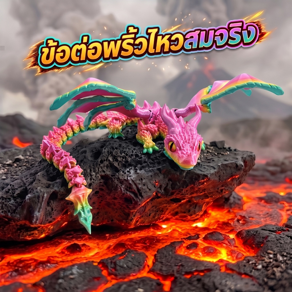 Winged Dragon ฟิกเกอร์มังกรปีก 3D โมเดลมังกร ข้อต่อขยับได้  สีไล่เฉด ของเล่นแฟนตาซี มังกรน้อย