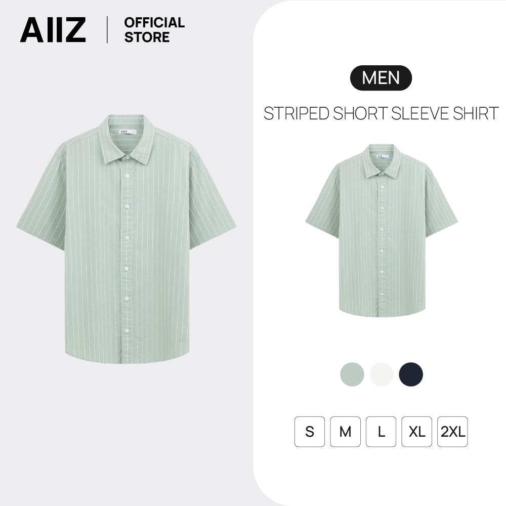 AIIZ (เอ ทู แซด) - AIIZ เสื้อเชิ้ตผู้ชายแขนสั้นลายทาง AIIZ Men’s Striped Short Sleeve Shirt
