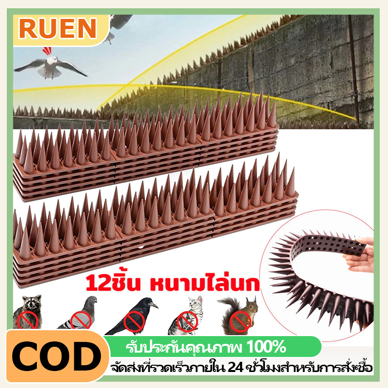 RUEN 12ชิ้น ที่กันนก หนามไล่นกพิราบ หนามกันนกเกาะ ไล่นกพิราบ ที่ดักนก กันนกพิราบ
