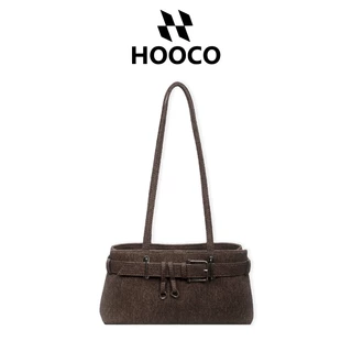 HOOCO กระเป๋าผู้หญิง กระเป๋าสะพายไหล่แฟชั่น ทรงยาว ผ้าเดนิม น้ำหนักเบา ใส่ของได้เยอะ 4 สี