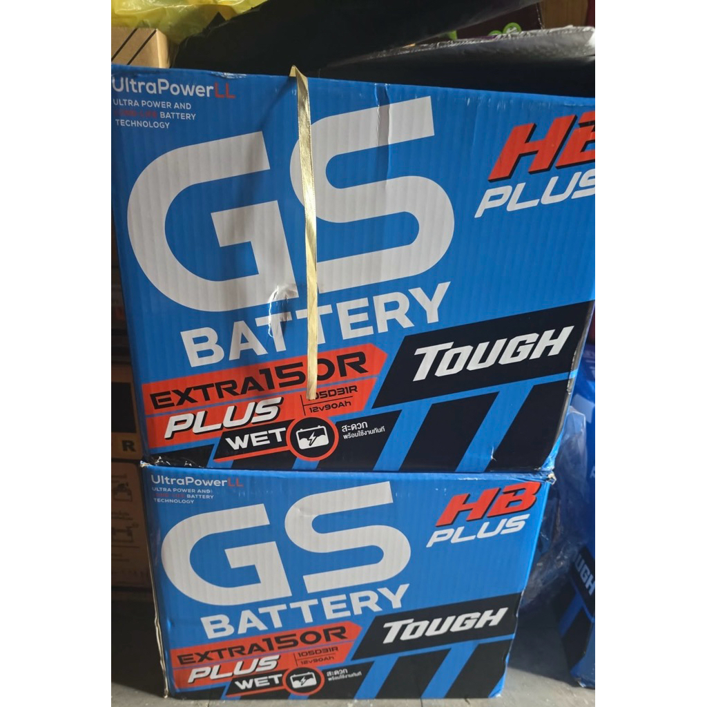 GS Battery EXTRA150R PLUS TOUGH แบตเตอรี่น้ำ (WET) รุ่น HB PLUS 105D31R ขนาด 12V 90Ah สำหรับรถยนต์