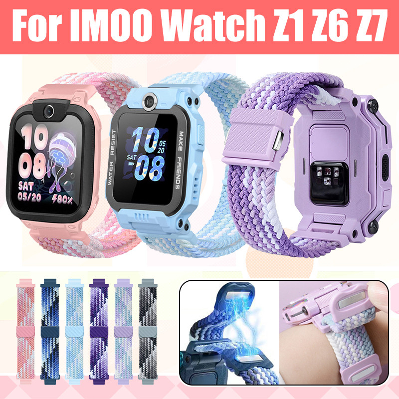 สำหรับ IMOO Z1/Z6/Z7 สายนาฬิกาFor imoo Z1/Z6/Z7 แม่เหล็กไนล่อนถักเทป IMOOZ1/Z6/Z7 สายไนล่อนายรัดข้อมือกีฬาระบายอากา