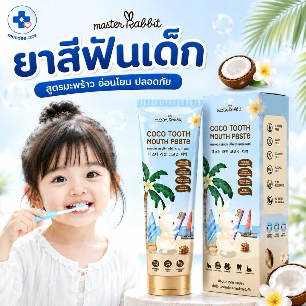 ยาสีฟันเด็ก 6เดือนขึ้นไป Master rabbit สูตรอ่อนโยนกลิ่นผลไม้ ฟันน้ำนม เด็กชอบ 40g ขายดี