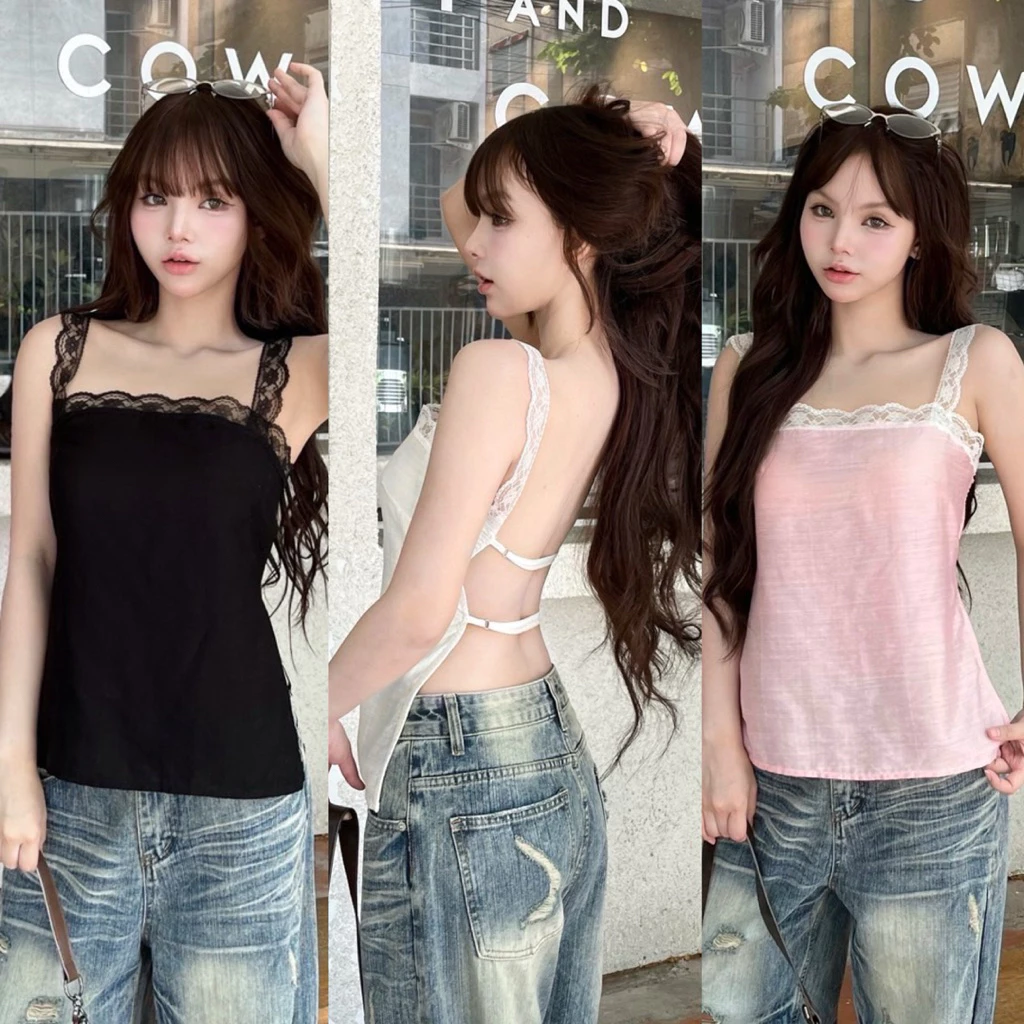 Petite♡︎ Muse top เสื้อลูกไม้โชว์หลังเซ็กซี่ ลุคซอฟต์แกลม