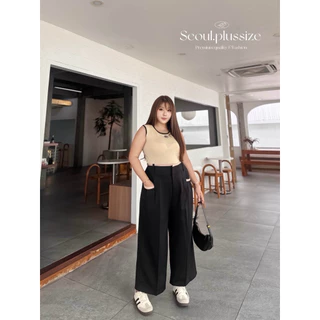 (ส่งด่วน) Two-tone pretzelle pants กางเกงขายาวบิ๊กไซส์เอวสูงทูโทนใส่ทำงานสวย เอว 34-60“(SO)