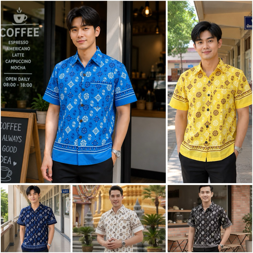 เสื้อพื้นเมืองผู้ชายลายดอกรัก
