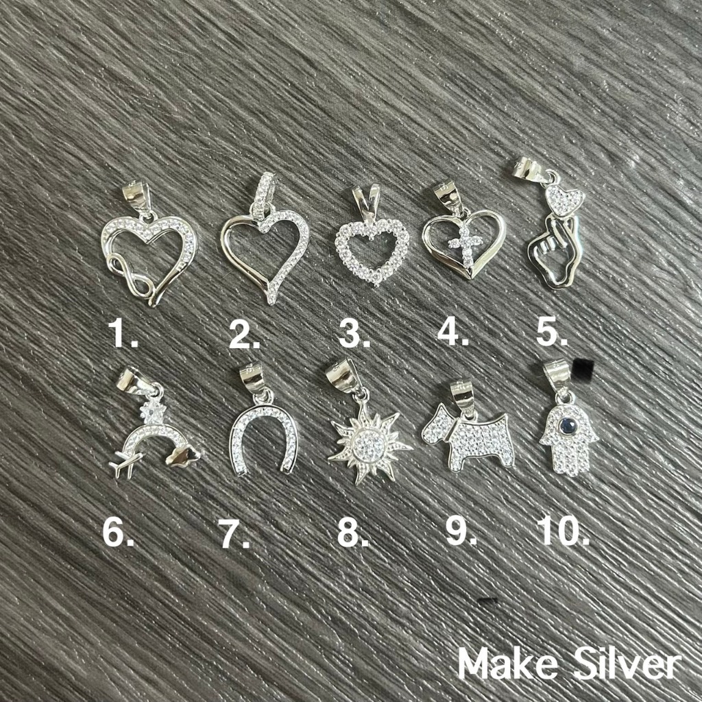 Make Silver : จี้เงินแท้ 92.5% ชุบโลเดียมฝังพลอยCZ (ตัวเรือนเงินแท้ทั้งชิ้น)