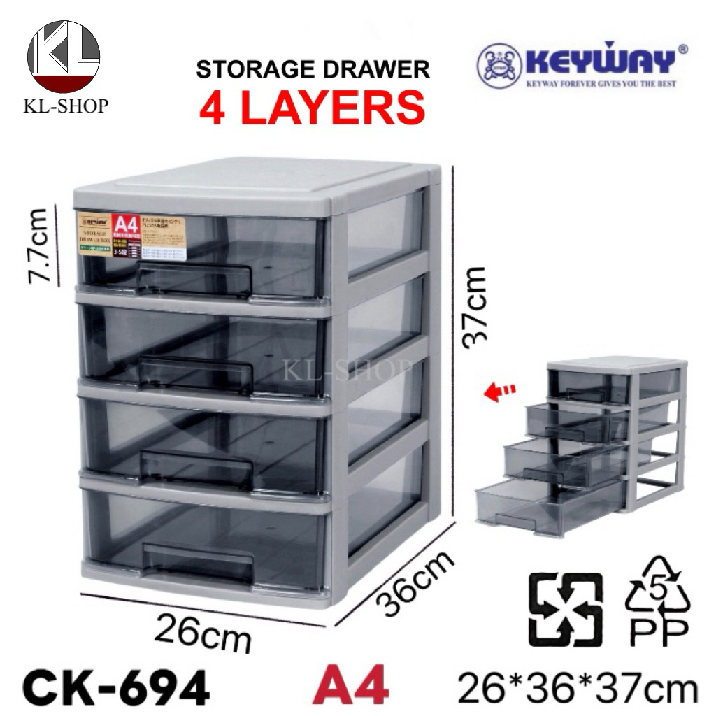 Keyway ลิ้นชักเก็บของ ใส่A4ได้ ขนาด3,4,5ชั้น รุ่นCK-693,694,695