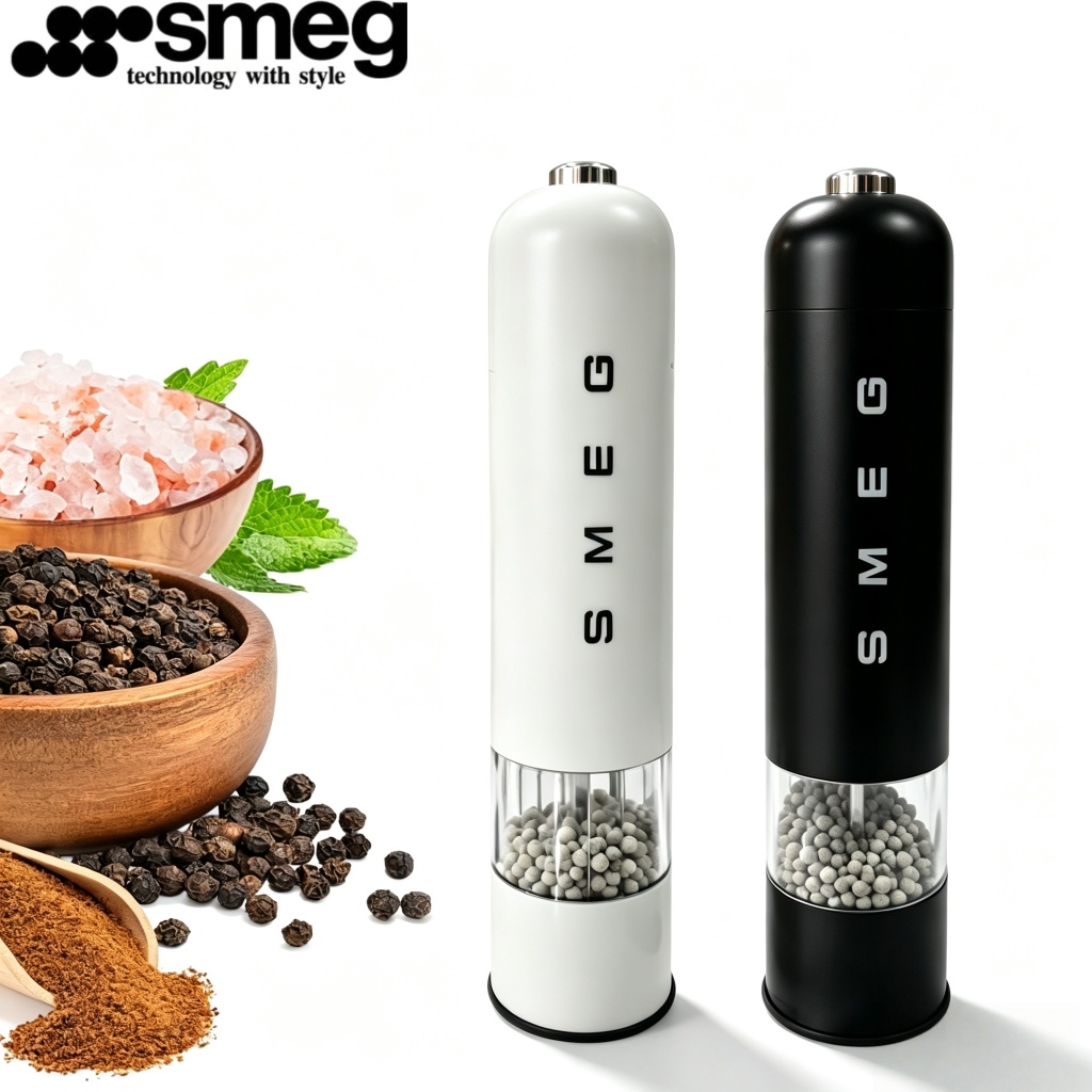 italy smeg เครื่องบดพริกไทย เกลือ แบบไฟฟ้าอัตโนมัติ พร้อมไฟ LED ปรับความหยาบได้ สําหรับห้องครัว