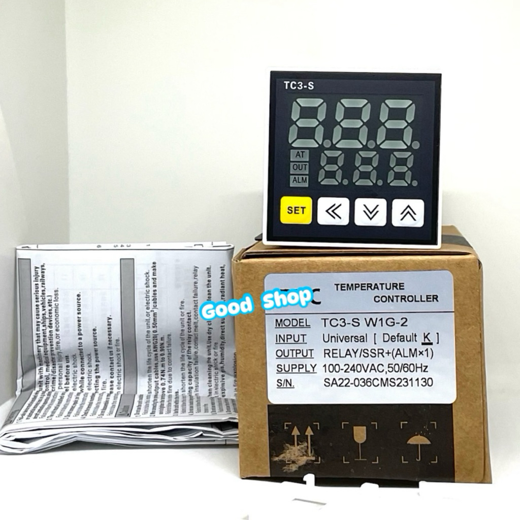 เครื่องควบคุมอุณหภูมิแบบดิจิตอล รุ่น:TC3-S W1G-2 ( K 0-999°C) 100-240VAC
