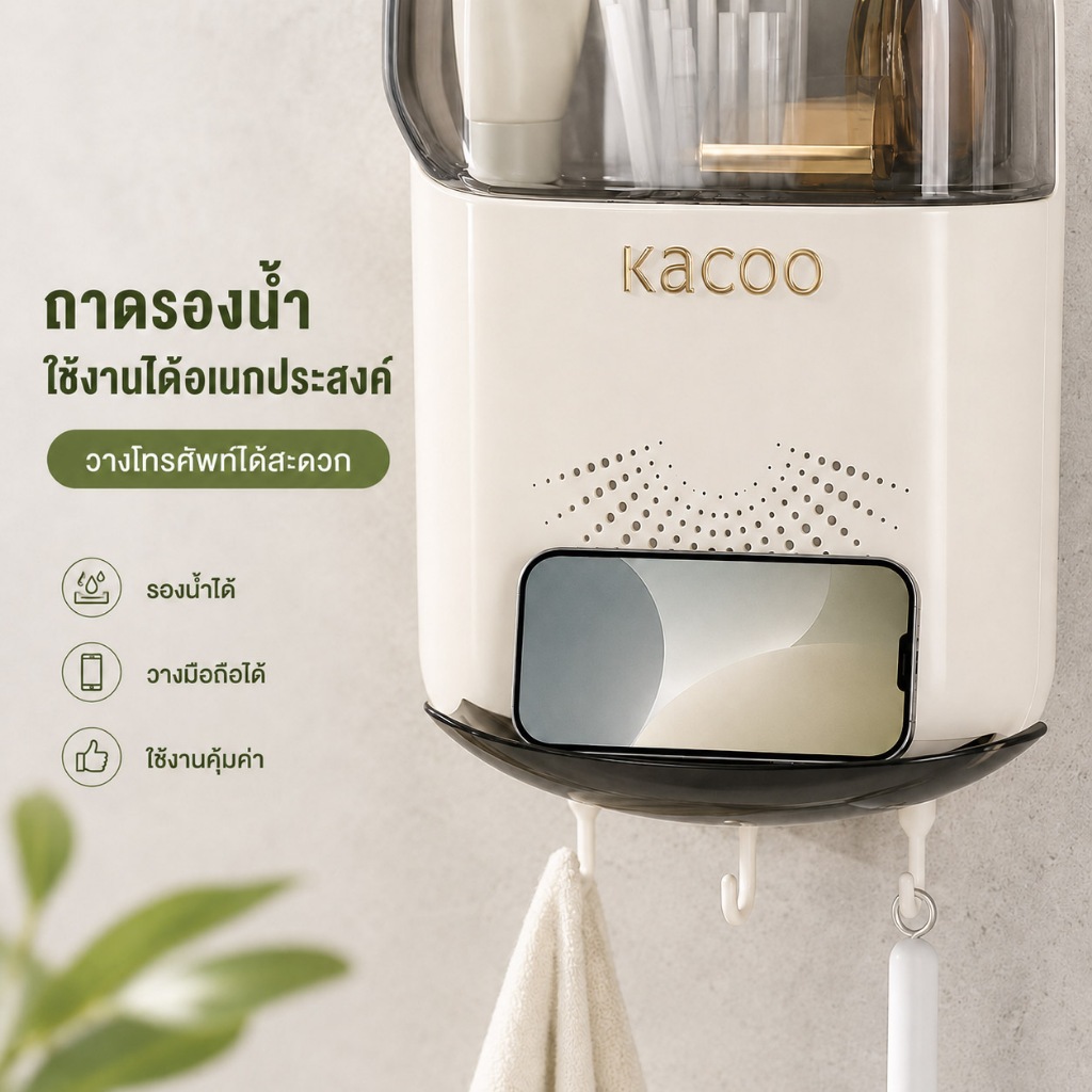 KANO กล่องเก็บตะเกียบ ที่ใส่ช้อน ใส่ช้อนส้อม ติดผนัง รูปที่ 3