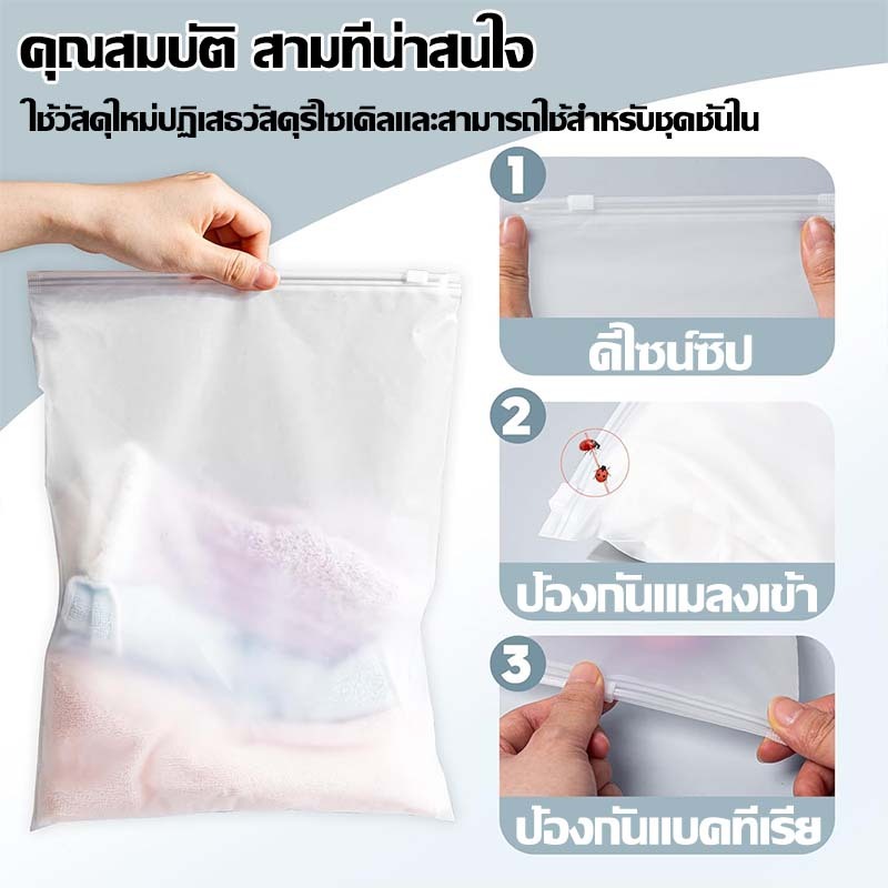 EVAถุงรูดเก็บเสื้อผ้า แบบขุ่น ถุงซิปรูด ปรูด มีรู สีขุ่น รูปที่ 3