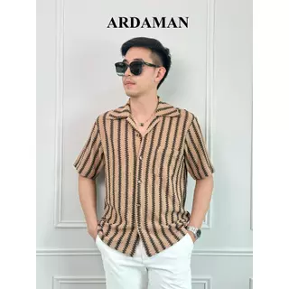 เสื้อเชิ้ตผ้าถัก สไตล์เกาหลี ลายทาง โปร่งสบาย หล่อเท่ ARDAMAN