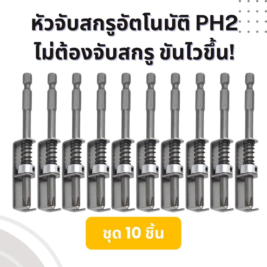 ตัวจับสกรูไม่ต้องจับ 10 ชิ้น ใช้กับสว่าน/ไขควงไฟฟ้า จับแน่น ขันไว งานช่าง DIY