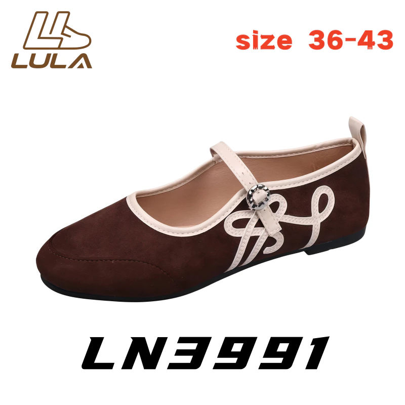 [LN3991]รองเท้า รองเท้าแมรี่เจน รองเท้าคัชชู ส้นแบน 2cm พื้นนุ่มนิ่ม ดีไซน์สายรัดส ไซส์ 36-43