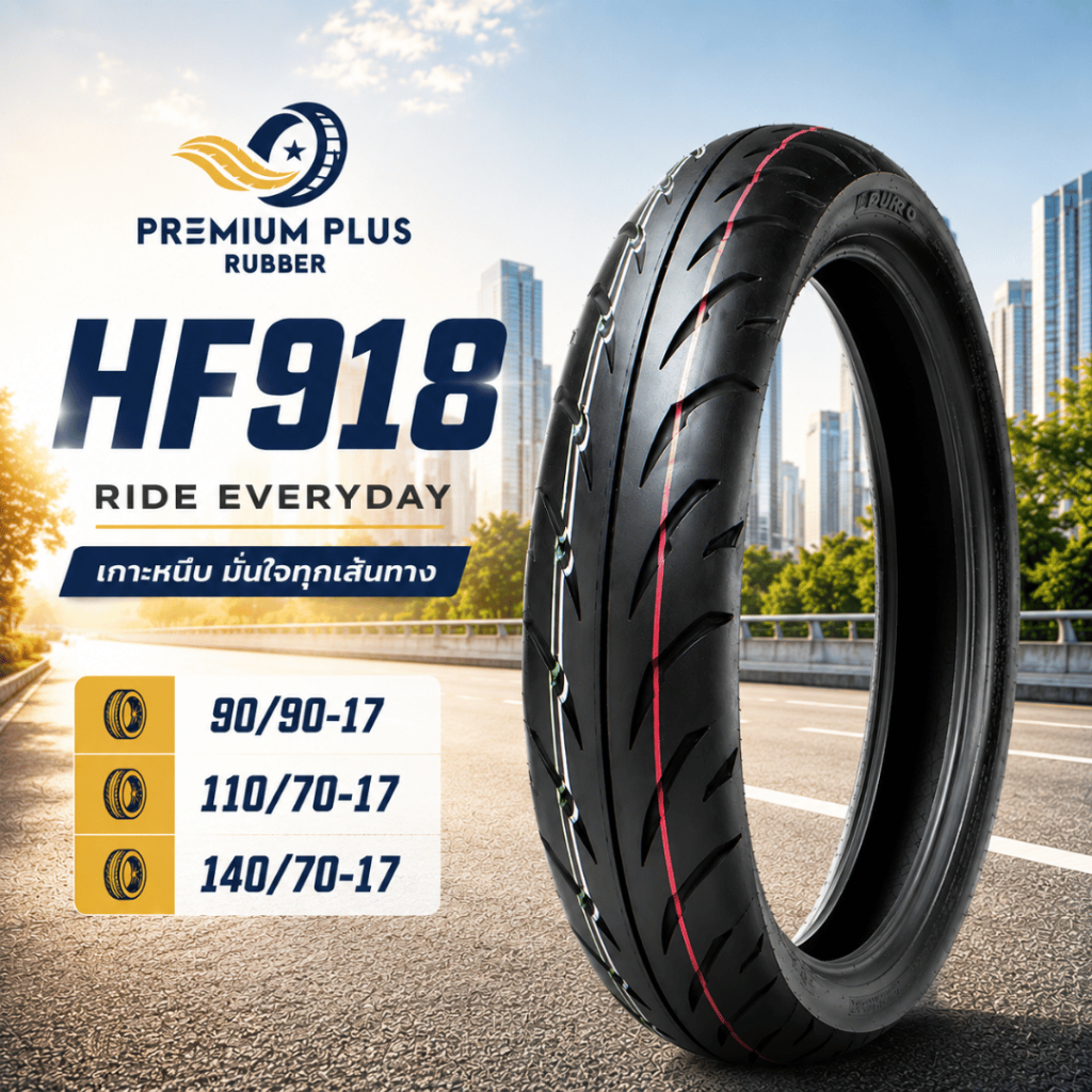 ยางมอเตอร์ไซค์ DURO HF918 (TL) ขนาด 90/90-17, 110/70-17, 140/70-17 ยางใหม่ ไม่ใช้ยางใน ขอบ 17 (TUBEL