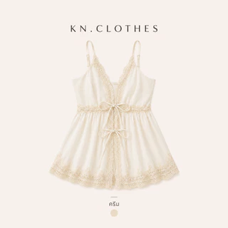 Vivian cami : KN.Clothes เสื้อสายเดี่ยวลูกไม้ เซ็กซี่เบาๆ ผูกโบว์หน้า 2 จุด ลูกไม้นิ่ม เนื้อผ้าทิ้งตัว สายปรับได้