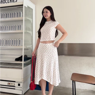 ppitchy.shop ❤️ Cherry Belle Set - ชุดเซ็ต 2 ชิ้น เสื้อคอกลม + กระโปรงยาว มี 4 ลาย