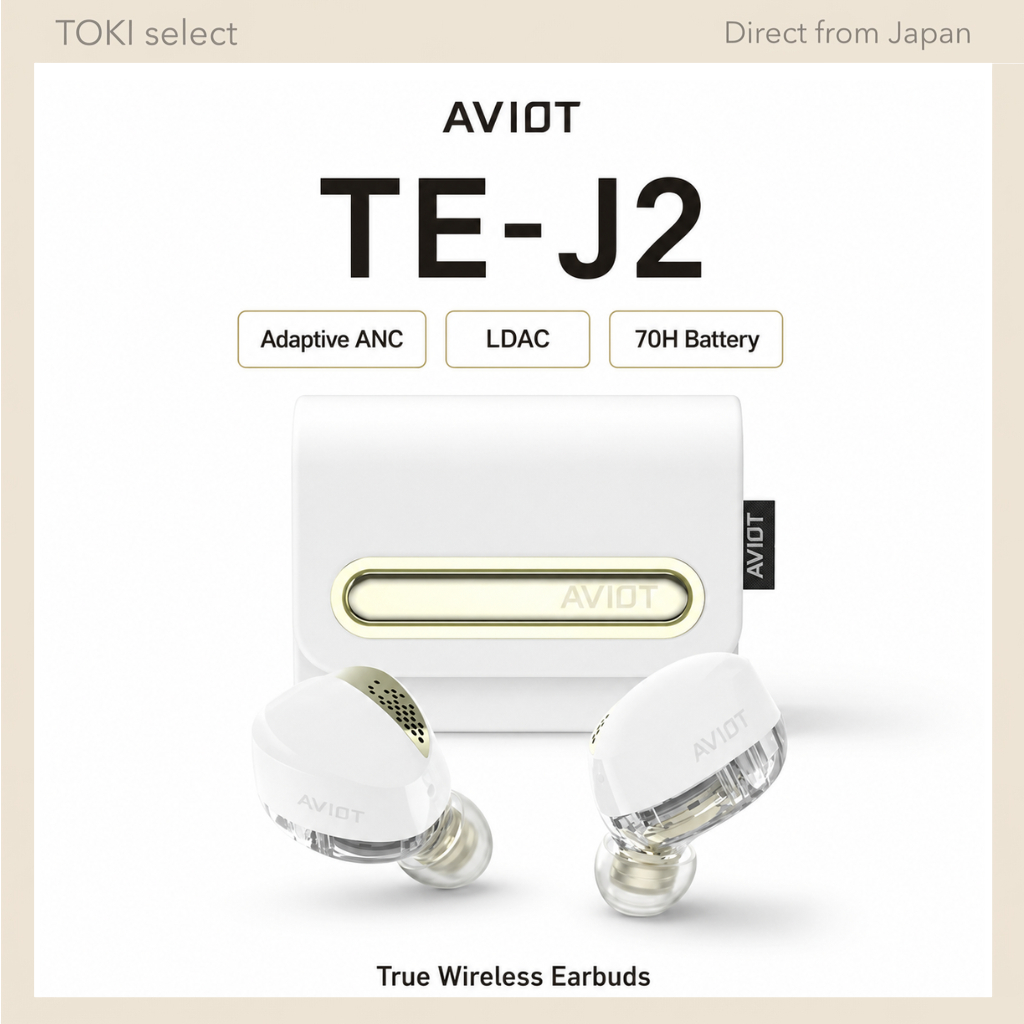 AVIOT TE-J2 True Wireless Earbuds Adaptive ANC LDAC Bluetooth 5.3 70H Battery White