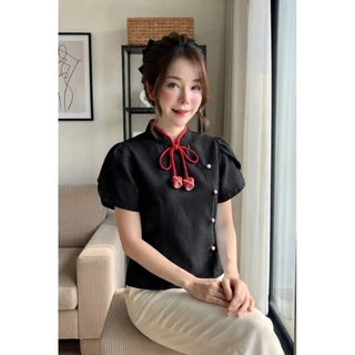 เสื้อผ้าพื้นเมืองคอจีน แขนกลีบบัว