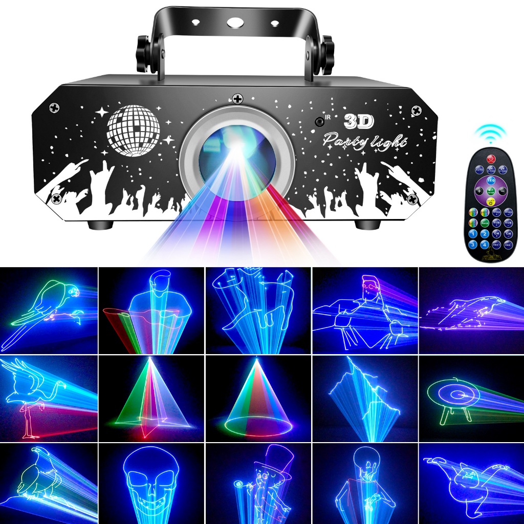 ไฟเลเซอร์แอนิเมชัน 3D สีเต็มรูปแบบรุ่นใหม่ DJ ไฟเวที สามารถปรับแต่งลวดลายได้ สําหรับดิสโก้ KTV โคมไฟดิสโก้