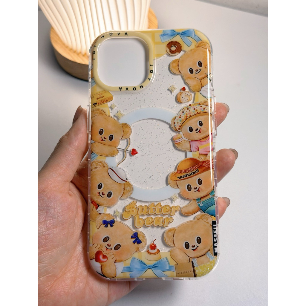 เคสไอโฟน ขอบปั๊มหัวใจ ลายน้องเนย มี MagSafe