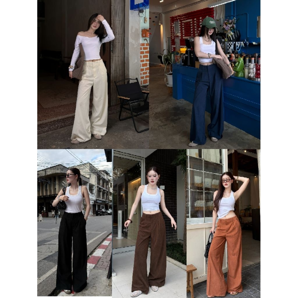 SUMMER PANTS กางเกงขากระบอกใหญ่ผ้าลูกฟูก
