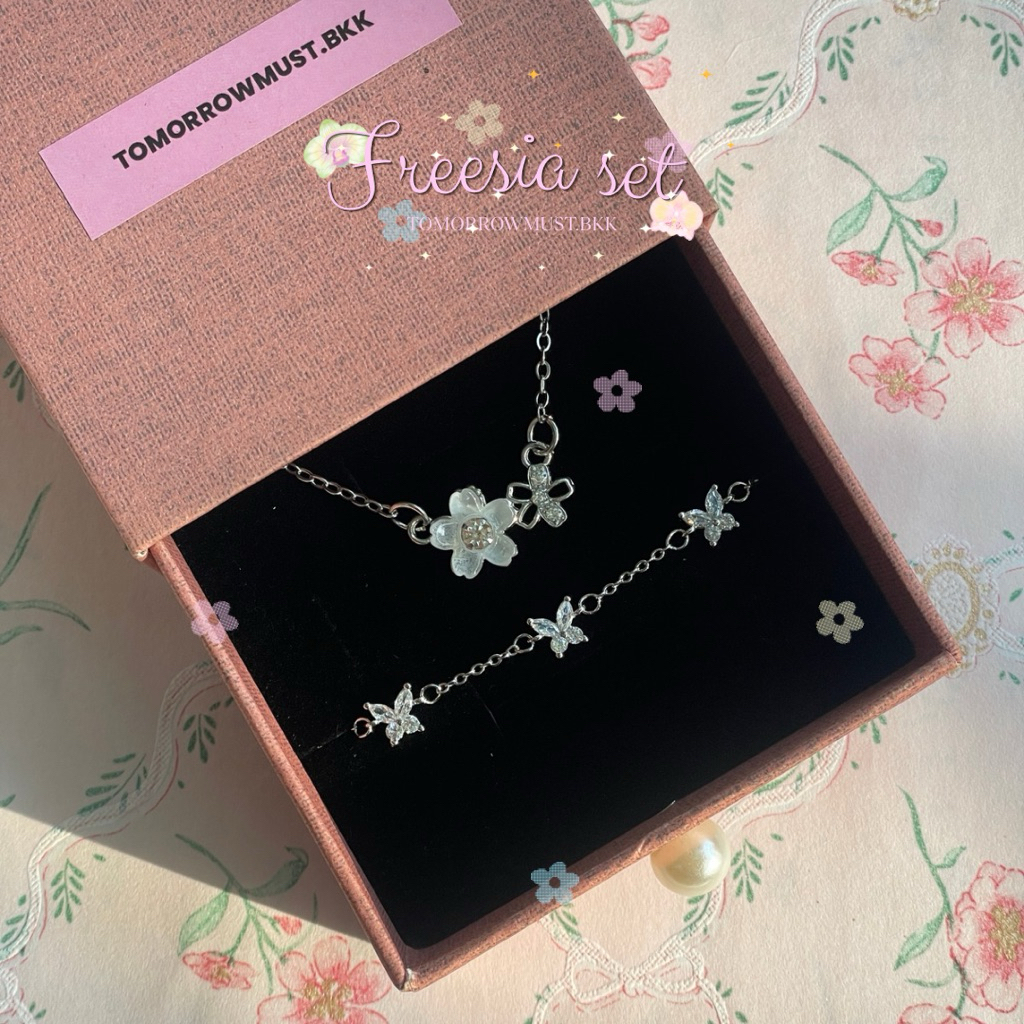🌸✨ Freesia set เซ็ตสร้อยคอและสร้อยข้อมือ ฟรีกล่อง ✨🌸 S017