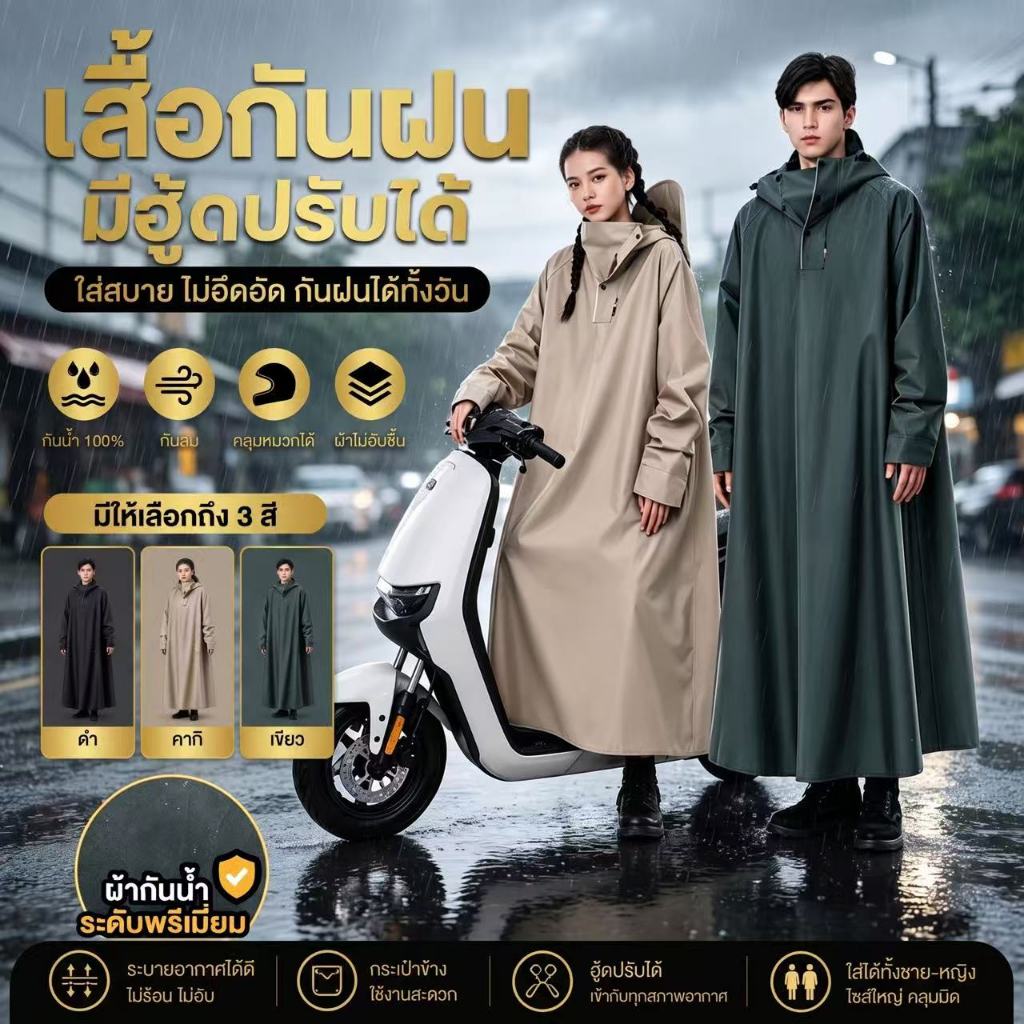 【Yimi】เสื้อกันฝน เสื้อกันฝนมอเตอร์ไซค์ PVC หนา กันน้ำ100% เสื้อกันฝนใช้ได้นานสิบปี
